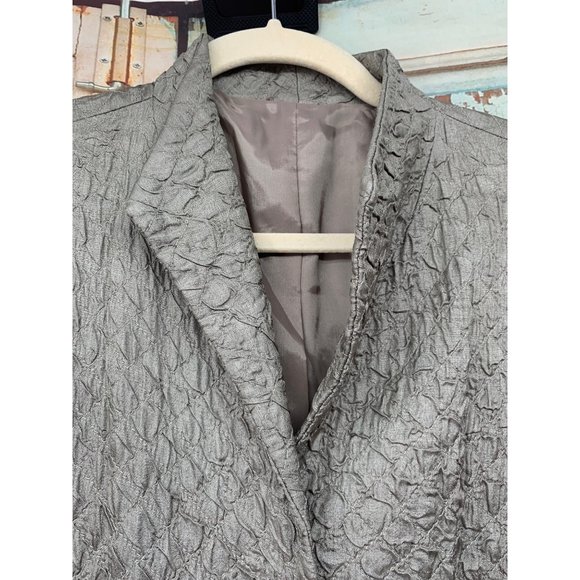 Eileen Fisher Womans Small Crinkle Jacket Pockets Magnetic Snap Closure Gray Sag - Picture 3 of 12